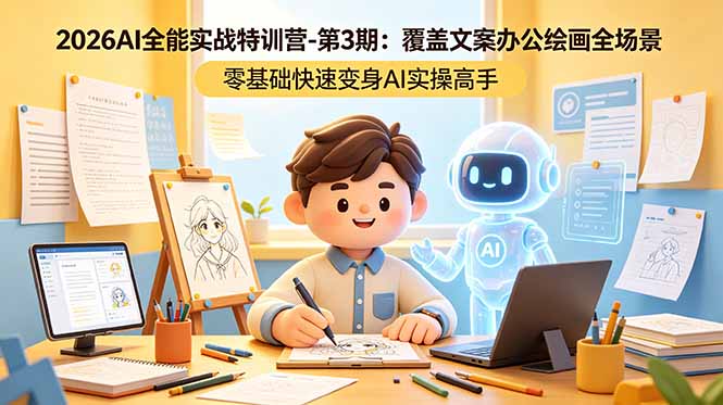 2026AI全能实战特训营-第3期：覆盖文案办公绘画全场景 零基础快速变身AI实操高手-伏羲SAAS