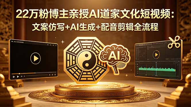 22万粉博主亲授AI道家文化短视频：文案仿写+AI生成+配音剪辑全流程-伏羲SAAS