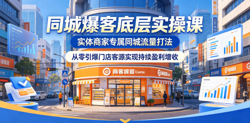 同城爆客底层实操课，实体商家专属同城流量打法，从零引爆门店客源实现持续盈利增收-伏羲SAAS