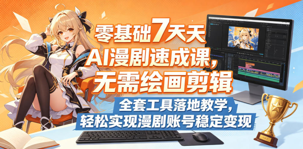 零基础7天AI漫剧速成课，无需绘画剪辑，全套工具落地教学，轻松实现漫剧账号稳定变现-伏羲SAAS