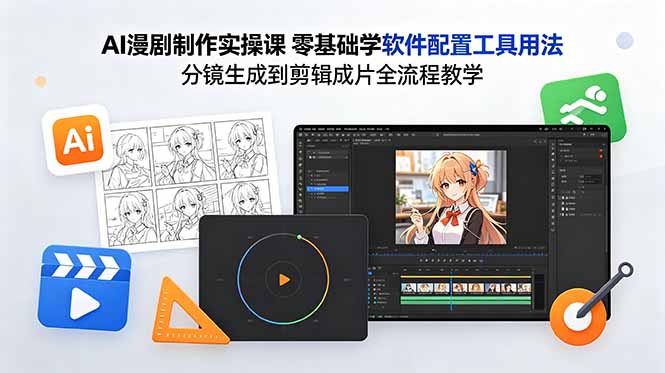 AI漫剧制作实操课 零基础学软件配置工具用法 分镜生成到剪辑成片全流程教学-伏羲SAAS