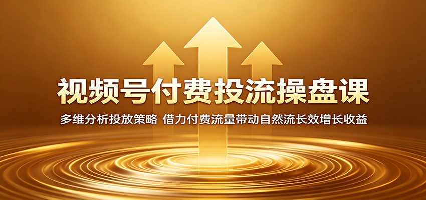 视频号付费投流操盘课:多维分析投放策略,借力付费流量带动自然流长效增长收益-伏羲SAAS