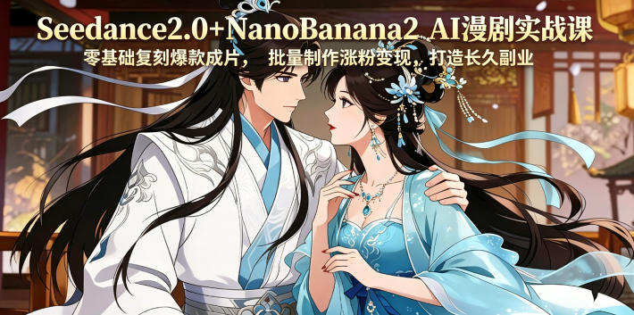 Seedance2.0+NanoBanana2 AI漫剧实战课，零基础复刻爆款成片涨粉变现，打造长久副业收益-伏羲SAAS