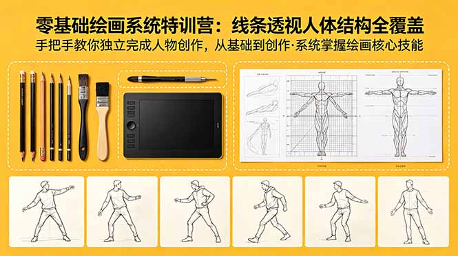 零基础绘画系统特训营：线条透视人体结构全覆盖，手把手教你独立完成人物创作-伏羲SAAS