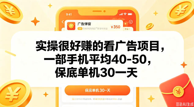 实操很好做的看广告项目，一部手机平均40-50，保底30单机一天【揭秘】-伏羲SAAS