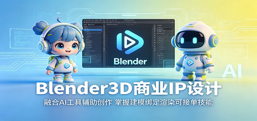 Blender3D商业IP设计：融合AI工具辅助创作，掌握建模绑定渲染可接单技能-伏羲SAAS