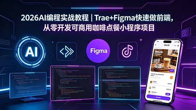 2026AI编程实战教程｜Trae+Figma快速做前端，从零开发可商用咖啡点餐小程序项目-伏羲SAAS