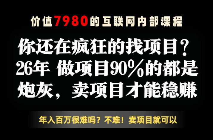 26年请不要疯狂的找项目了，卖项目远比你想象的暴利，你也可以月入10W+【揭秘】-伏羲SAAS