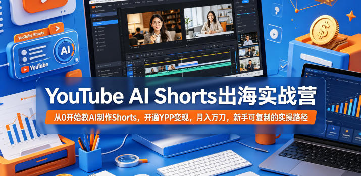 YouTube AI Shorts出海实战营,从0开始教AI制作Shorts,开通YPP变现,月入万刀,新手可复制的实操路径-伏羲SAAS
