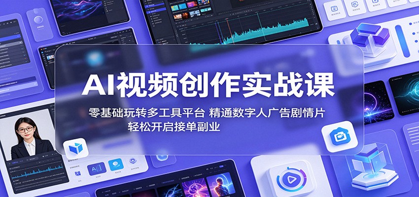 AI视频创作实战课:零基础玩转多工具平台,精通数字人广告、剧情片,轻松开启接单副业-伏羲SAAS