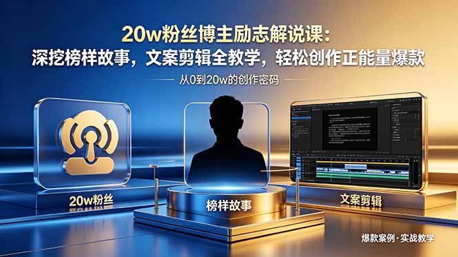 20w粉丝博主励志解说课：深挖榜样故事，文案剪辑全教学，轻松创作正能量爆款-伏羲SAAS