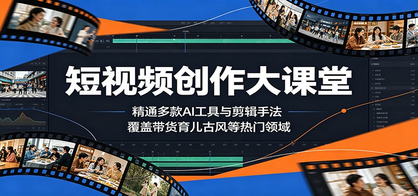 短视频创作大课堂：精通多款AI工具与剪辑手法，覆盖带货、育儿、古风等热门领域-伏羲SAAS