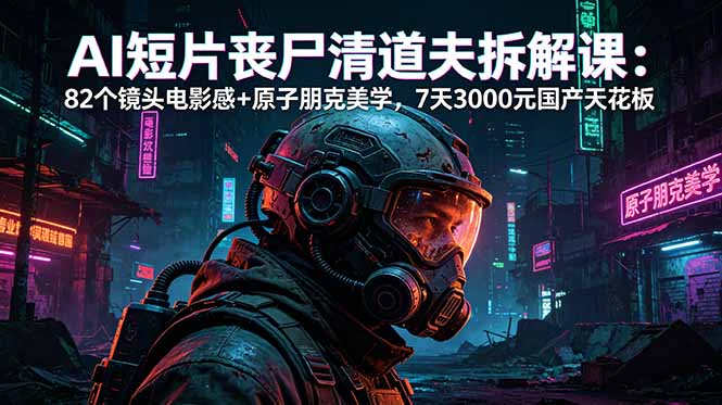 AI短片《丧尸清道夫》拆解课：82个镜头电影感+原子朋克美学，7天3000元国产天花板-伏羲SAAS