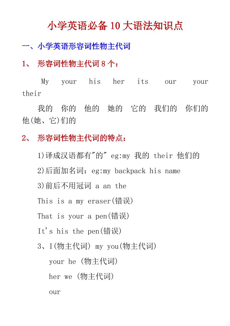 六年级下英语小学必备10大语法知识点-伏羲SAAS