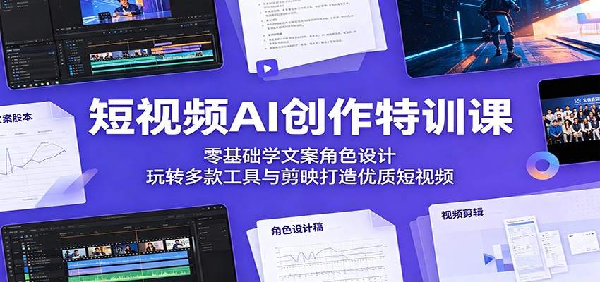 短视频AI创作特训课：零基础学文案角色设计，玩转多款工具与剪映打造优质短视频-伏羲SAAS