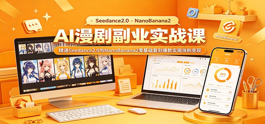 AI漫剧副业实战课:精通Seedance2.0与NanoBanana2零基础复刻爆款实现涨粉变现-伏羲SAAS