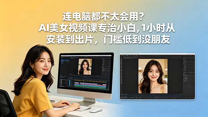 连电脑都不太会用？AI美女视频课专治小白，1小时从安装到出片，门槛低到没朋友-伏羲SAAS