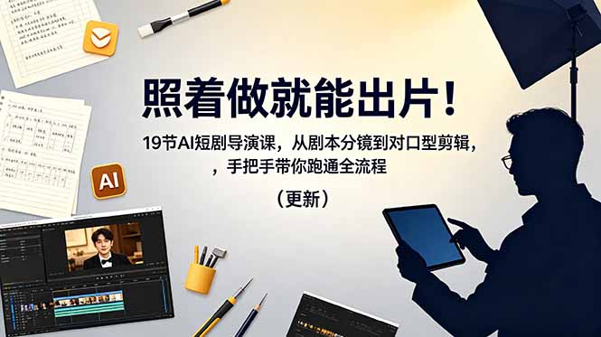 照着做就能出片！19节AI短剧导演课，从剧本分镜到对口型剪辑，手把手带你跑通全流程(更新-伏羲SAAS