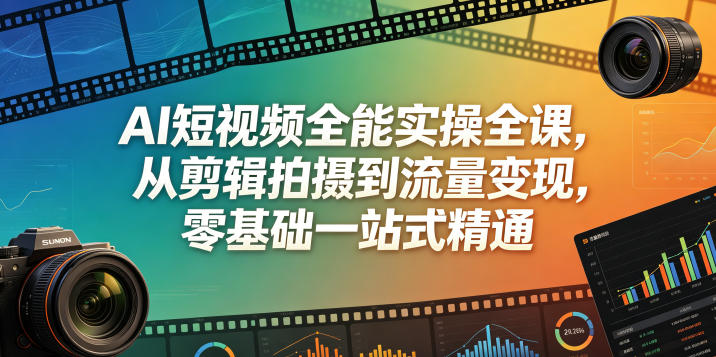 AI短视频全能实操全课，从剪辑拍摄到流量变现，零基础一站式精通-伏羲SAAS