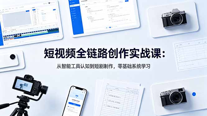 短视频全链路创作实战课：从智能工具认知到短剧制作，零基础系统学习-伏羲SAAS