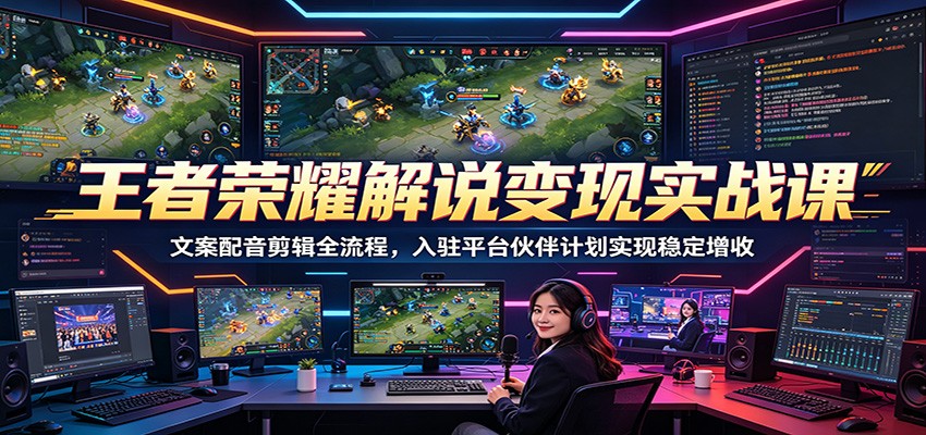王者荣耀解说变现实战课：文案配音剪辑全流程，入驻平台伙伴计划实现稳定增收-伏羲SAAS