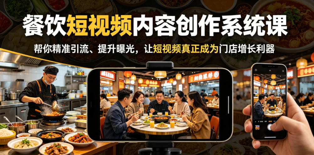 餐饮短视频内容创作系统课，帮你精准引流、提升曝光，让短视频真正成为门店增长利器-伏羲SAAS