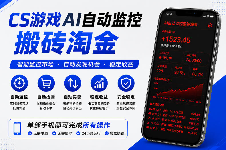 CS游戏AI自动监控搬砖淘金，稳定运行多年，支持任何形式验证，日入300+【揭秘】-伏羲SAAS