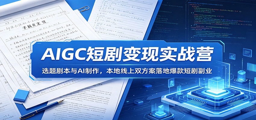 AIGC短剧变现实战营：选题剧本与AI制作，本地线上双方案落地爆款短剧副业-伏羲SAAS