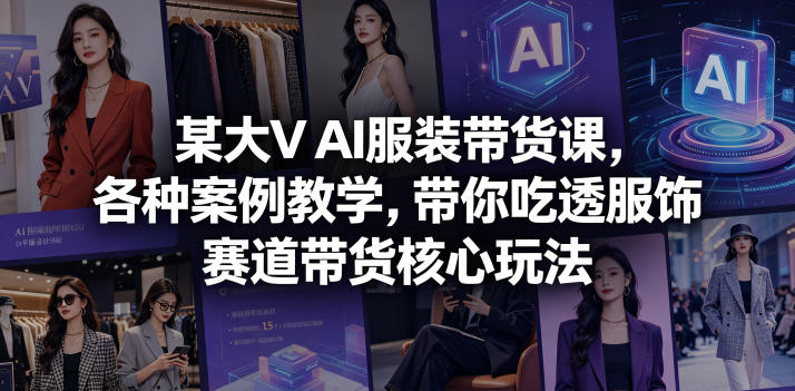 某大V AI服装带货课，各种案例教学，带你吃透服饰赛道带货核心玩法-伏羲SAAS