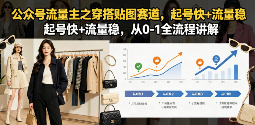 公众号流量主之穿搭贴图赛道，起号快+流量稳，从0-1全流程讲解-伏羲SAAS