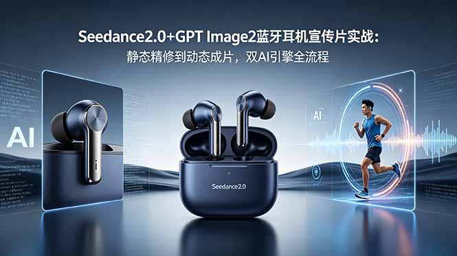 Seedance2.0+GPT Image2蓝牙耳机宣传片实战：静态精修到动态成片，双AI引擎全流程-伏羲SAAS