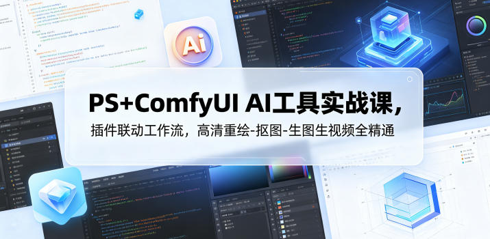 PS+ComfyUI AI工具实战课，插件联动工作流，高清重绘-抠图-生图生视频全精通-伏羲SAAS