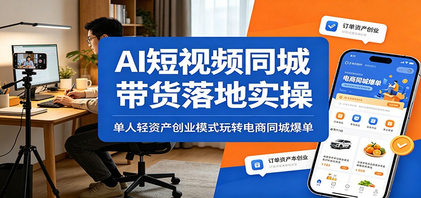 AI短视频同城带货落地实操：单人轻资产创业模式玩转电商同城爆单-伏羲SAAS