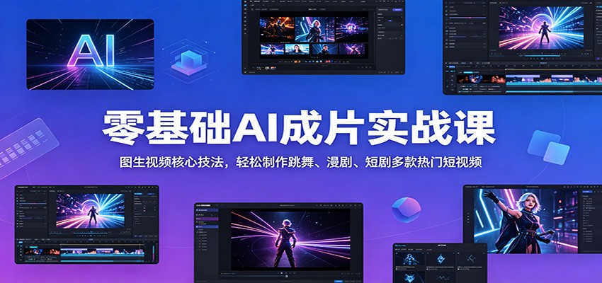 零基础AI成片实战课：图生视频核心技法，轻松制作跳舞、漫剧、短剧多款热门短视频-伏羲SAAS