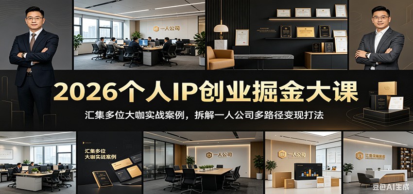 2026个人IP创业掘金大课：汇集多位大咖实战案例，拆解一人公司多路径变现打法-伏羲SAAS