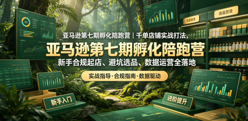 亚马逊第七期孵化陪跑营｜千单店铺实战打法，新手合规起店、避坑选品、数据运营全落地-伏羲SAAS
