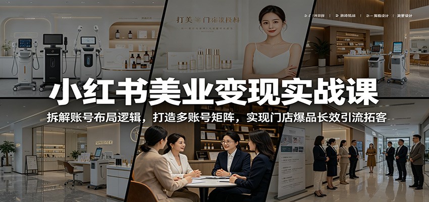 小红书美业变现实战课：拆解账号布局逻辑，打造多账号矩阵，实现门店爆品长效引流拓客-伏羲SAAS