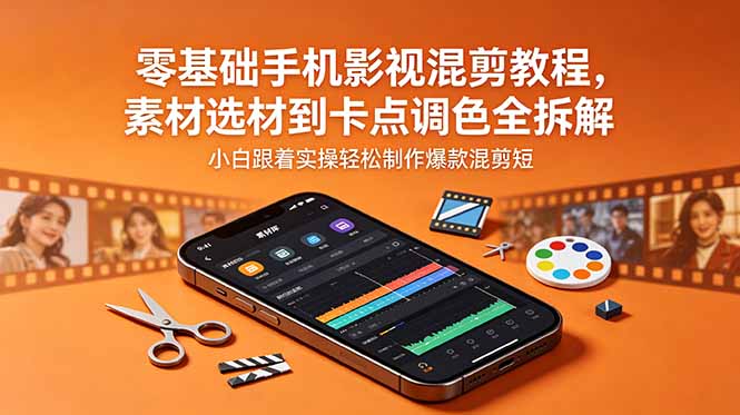 零基础手机影视混剪教程，素材选材到卡点调色全拆解，小白跟着实操轻松制作爆款混剪短片-伏羲SAAS