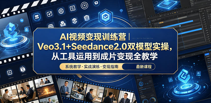 AI视频变现训练营|Veo3.1+Seedance2.0双模型实操,从工具运用到成片变现全教学-伏羲SAAS