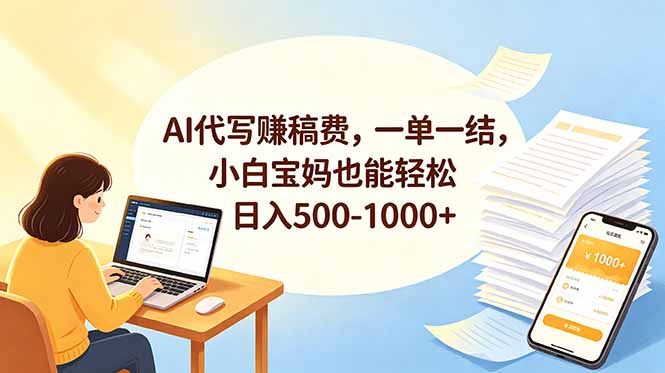 AI代写赚稿费，一单一结，小白宝妈也能轻松日入500-1000+-伏羲SAAS