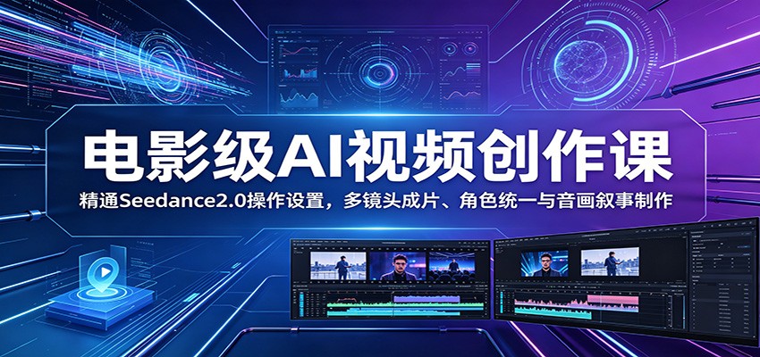 电影级AI视频创作课：精通Seedance2.0操作设置，多镜头成片、角色统一与音画叙事制作-伏羲SAAS