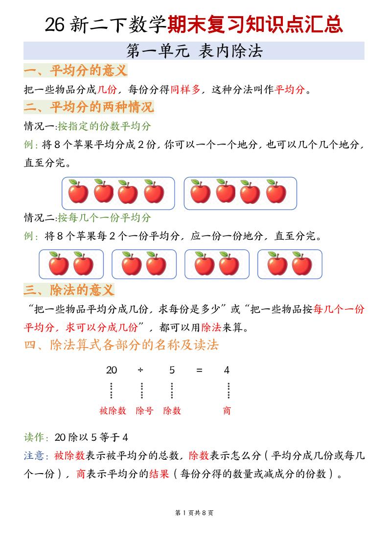 二年级下数学期末复习知识点汇总《沪教版》-伏羲SAAS