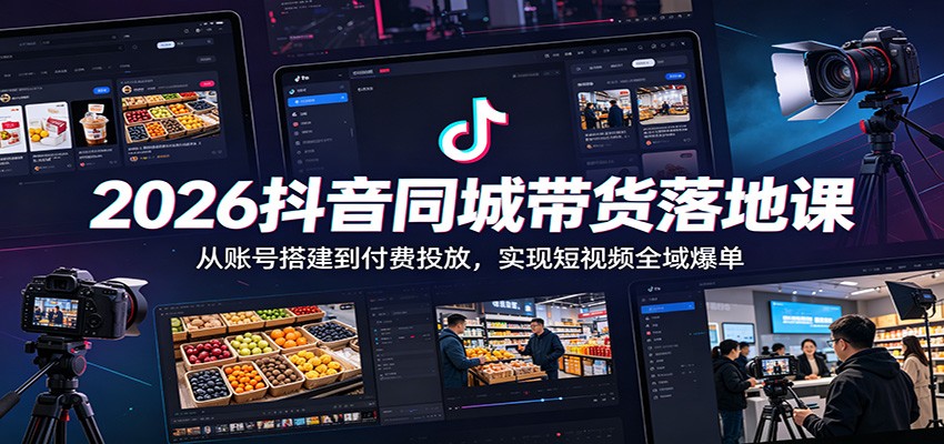 2026抖音同城带货落地课：从账号搭建到付费投放，实现短视频全域爆单-伏羲SAAS