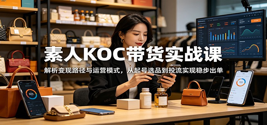 素人KOC带货实战课:解析变现路径与运营模式,从起号选品到投流实现稳步出单-伏羲SAAS