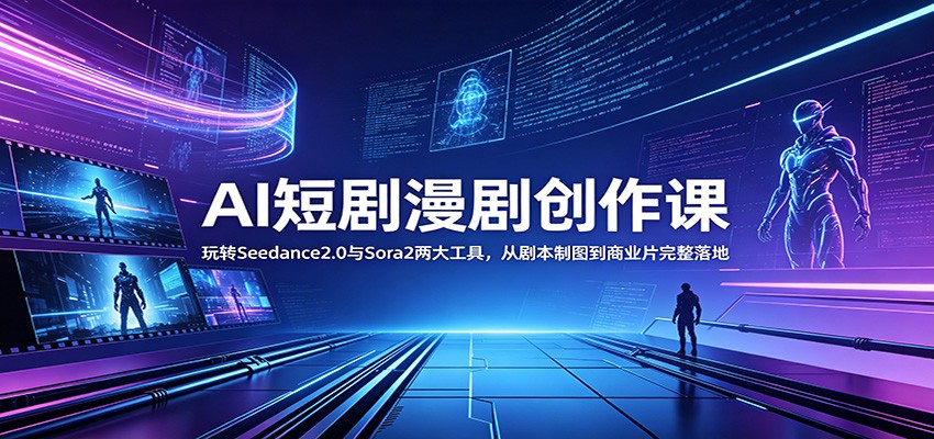 AI短剧漫剧创作课：玩转Seedance2.0与 Sora2两大工具，从剧本制图到商业片完整落地-伏羲SAAS