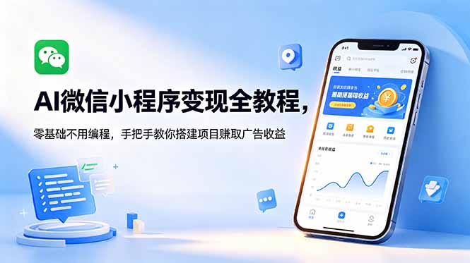 AI微信小程序变现全教程,零基础不用编程,手把手教你搭建项目赚取广告收益-伏羲SAAS