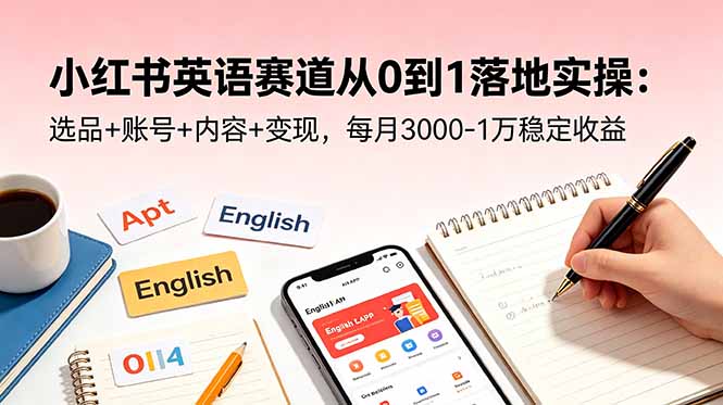 小红书英语赛道从0到1落地实操：选品+账号+内容+变现，每月3000-1万稳定收益-伏羲SAAS