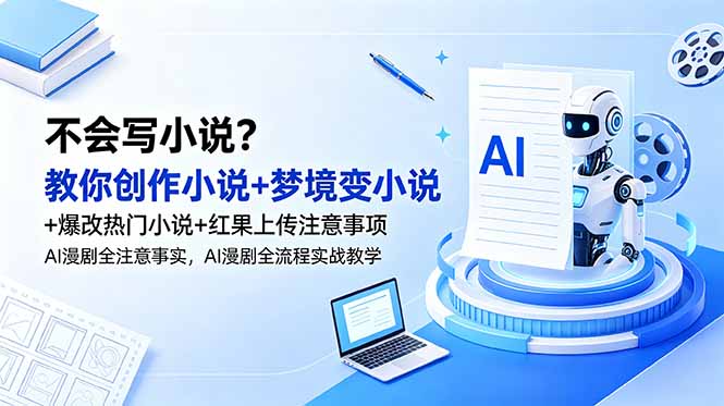 不会写小说？教你创作小说+梦境变小说+爆改热门小说+红果上传注意事项，AI漫剧全流程实战教学-伏羲SAAS