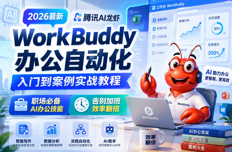 2026最新腾讯AI龙虾WorkBuddy办公自动化入门到案例实战教程，职场必备AI办公技能，告别加班，效率翻倍-伏羲SAAS
