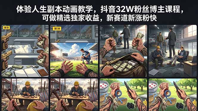 体验人生副本动画教学, 抖音32W粉丝博主课程,可做精选独家收益,新赛道新涨粉快-伏羲SAAS